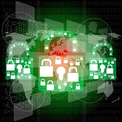 protect green padlock web icon on background