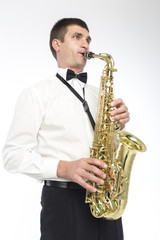 Fototapeta premium Close up of saxophonist