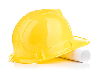 Fototapeta premium yellow helmet and roll paper
