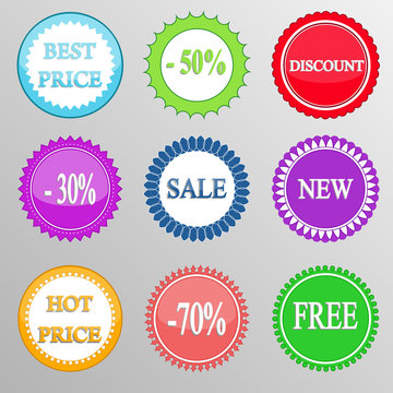 Collection of discount labels. Vector