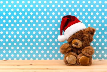 cute vintage teddy bear with santa hat