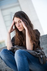Obraz premium Problems - young woman outdoor portrait