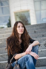 Depression  - young woman outdoor portrait