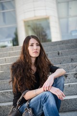 Fototapeta premium Depression - young woman outdoor portrait