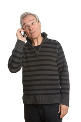 Fototapeta premium Senior Caucasian man portrait series on the phone