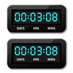 vector glowing digital counter - countdown timer - obrazy, fototapety, plakaty