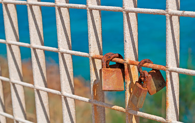 rusty padlocks