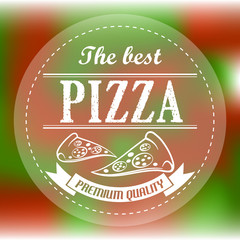 red and green abstract pizza label