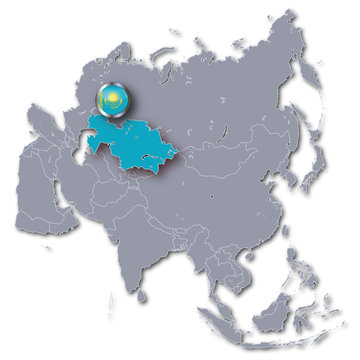 Asienkarte mit Kasachstan
