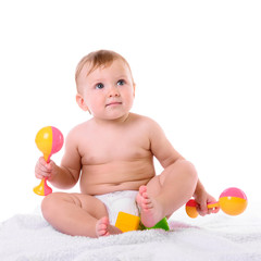 Fototapeta na wymiar caucasian baby sitting