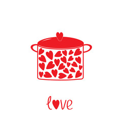 Pot with hearts.  Love card.