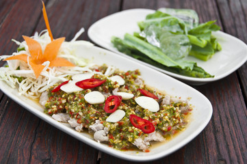 Super hot and spicy pork salad.