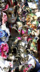 beautiful original Venetian masks handmade in a stand in piazza