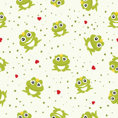 Frog Prince seamless background. Vector illustration.