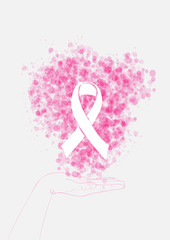 Breast cancer awareness human hand ribbon illustration EPS10 fil