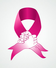Global Breast cancer awareness human hands ribbon symbol EPS10 f