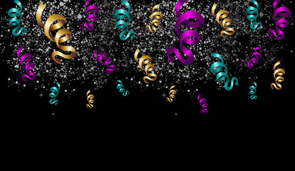 Halloween celebration with ribbons and confetti.