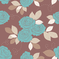 Vintage roses - vector seamless pattern