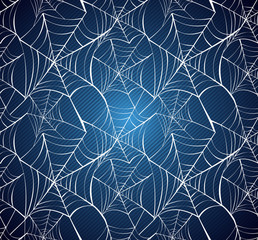 Halloween spider web seamless pattern blue background EPS10 file