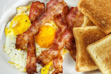 Breakfast with Fried egg and crispy bacon