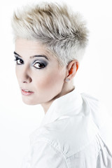 young  woman with White Short Hair 