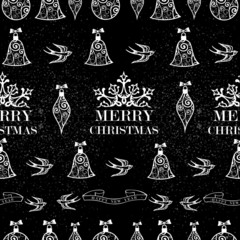 Merry Christmas bird, ribbon seamless pattern background EPS10 f