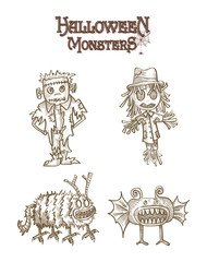 Halloween Monsters spooky characters set EPS10 file.