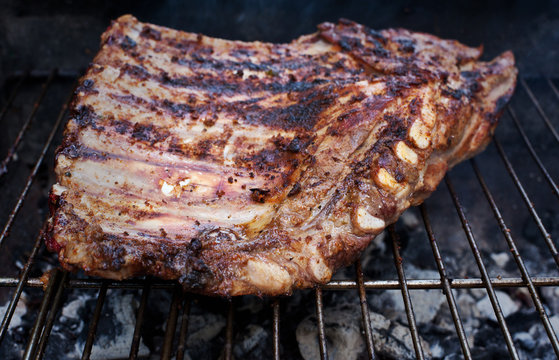 ribs on barbecue