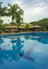 Outdoor resort pool swimming pool of luxury hotel in Malaysia