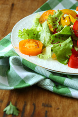 vegetable salad with tomato on plate