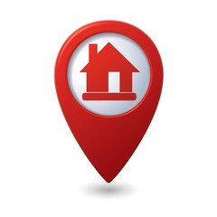 Map pointer with home icon