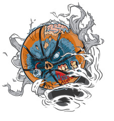 Zombie Basketball Ripping of Background Vector Clip Art