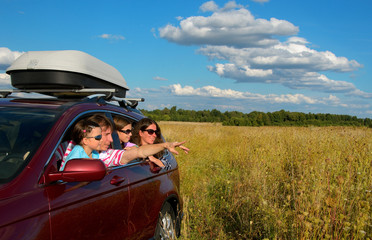 Car trip on family vacation, travel and have fun