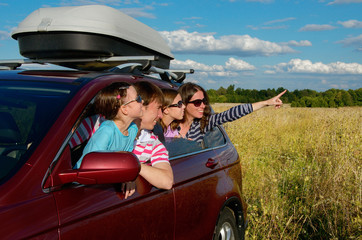 Car trip on family vacation, travel and have fun