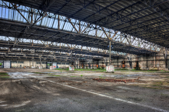 Empty warehouse of an abandoned factory