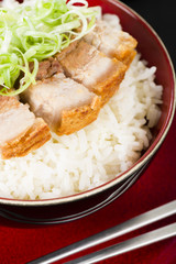 Siu Yuk - Chinese crispy roast pork belly and steamed rice.