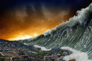 Tsunami waves - obrazy, fototapety, plakaty