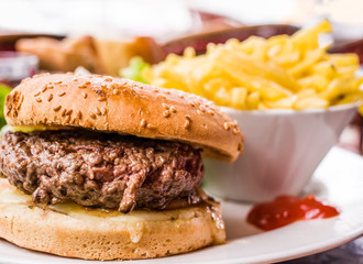 American cheese burger with fresh