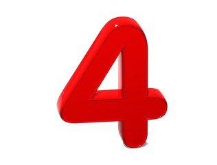 3D Set red number on white background