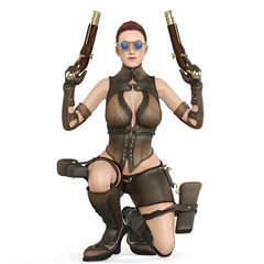 Fototapeta premium far west girl crouched