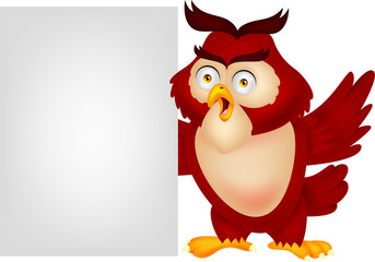 Owl cartoon with blank sign