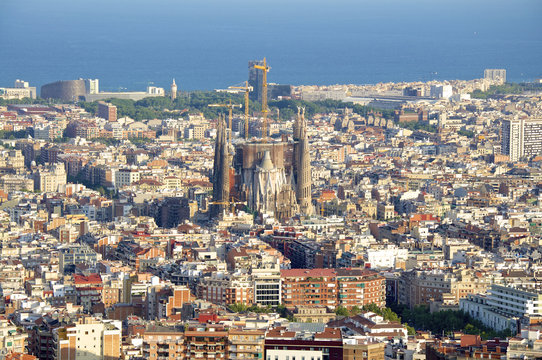 Blick auf die im Bau befindliche Sagrada Familia