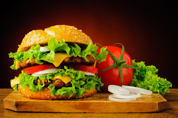 Hamburger closeup detail