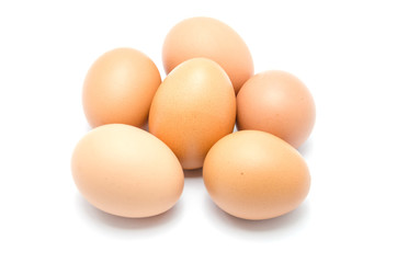Close up of an egg isolated on white background