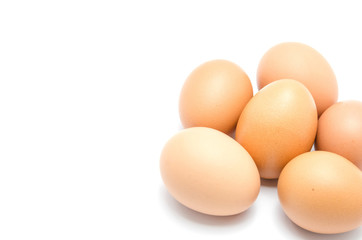 Close up of an egg isolated on white background