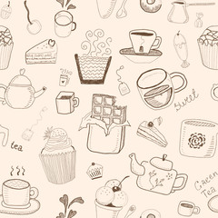 Desserts seamless pattern