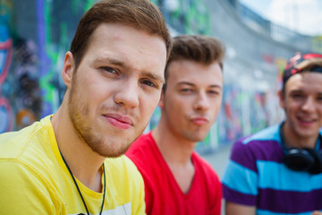 Fototapeta premium Three young friends happy