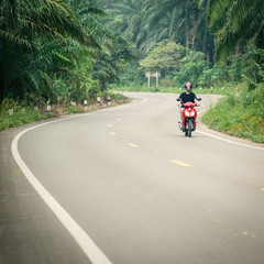 Riding a motorbike