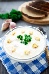 Bowl of cheese soup