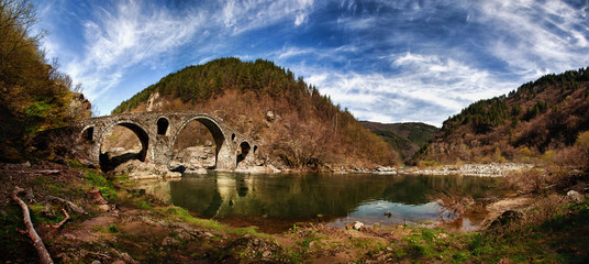 Panorama of Devil's Bridge near Ardino, Bulgaria